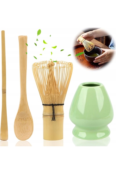 NO BRAND Set de lingurițe de ceai din bambus și accesorii pentru Matcha, 4 piese