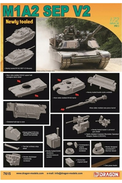 NO BRAND Dragon 7615 1:72 M1A2 Sep V2 Abrams Kit de asamblare model