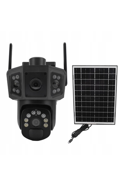 NO BRAND Cameră Solară 4G de Exterior cu Trei Lentile HD 4K 8MP