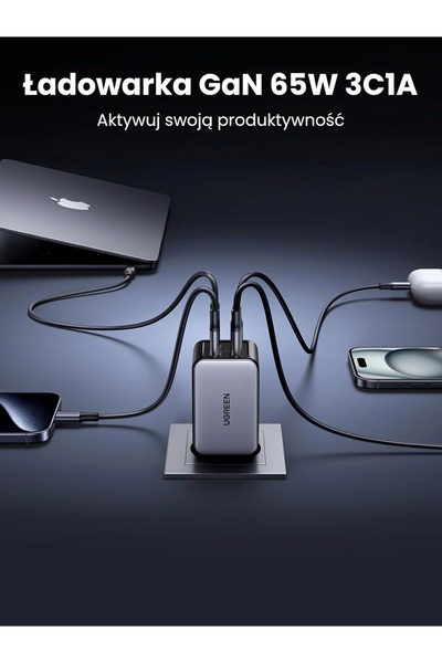 NO BRAND ÎNCĂRCĂTOR USB C DE 65W CU 4 PORTURI, ÎNCĂRCĂTOR RAPID GAN, PD PPS, ...