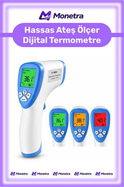 #DijitalTermometre Kızılötesi Pilli Temassız Alın Boyun Bilek Hassas Ateş Ölçer LCD Dijital Termometre