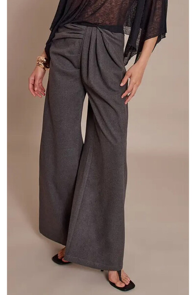 NO BRAND Pantaloni grafit cu picior larg și volane Prettylittlething 36
