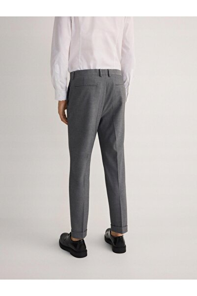 NO BRAND Pantaloni clasici gri, lungime 7/8, croială dreaptă, Kant 50