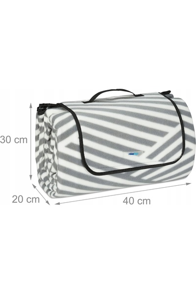 NO BRAND RELAXDAYS Pătură de picnic gri/albă dreptunghiulară 200x300cm XXL pe...