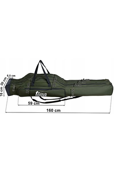 NO BRAND Geantă pentru lansete de pescuit Gold Fisher cu 3 compartimente, 160 cm
