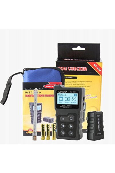 NOYAFA Tester profesional de cablu de rețea RJ-45 PoE NF-488 cu afișaj LCD
