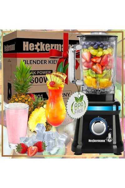 Heckermann Blender puternic cu vas de sticlă pentru smoothie-uri și cocktailu...