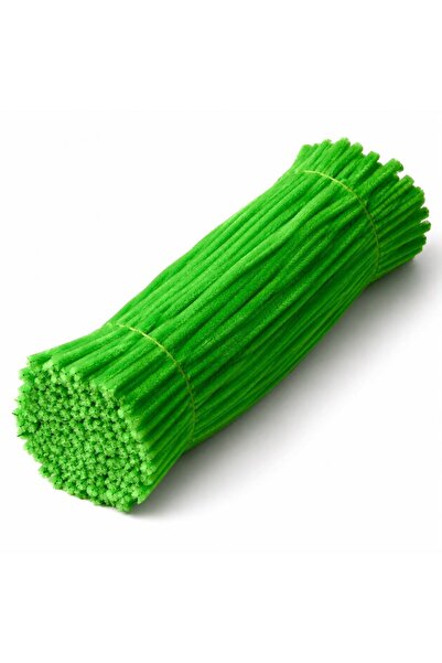 Çınar Çiçekçilik & Malzeme 100 Adet 8mm Çimen Yeşil Şönil 30cm, Tüylü Peluş K...