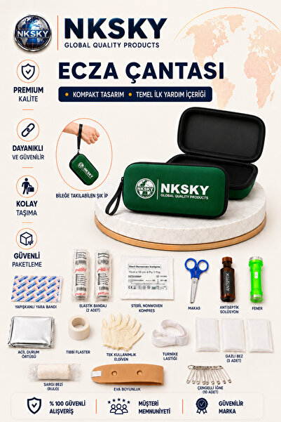 NKSKY 36 Parça İlk Yardım Çantası, Yeşil EVA Çantalı İlk Yardım Seti, Bileğe ...