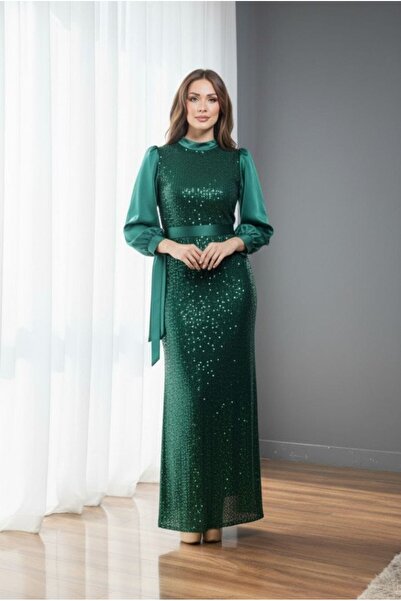 MD MODA DEMİRKAYA Pulpalet Kolu Saten Astarlı Abiye