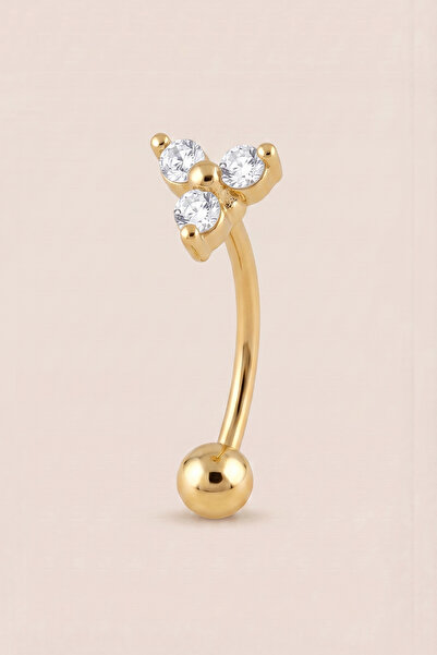 Hetra Altın Renkli Cerrahi Çelik Üçgen Zirkon Taşlı Rook Piercing - Daith, Ve...