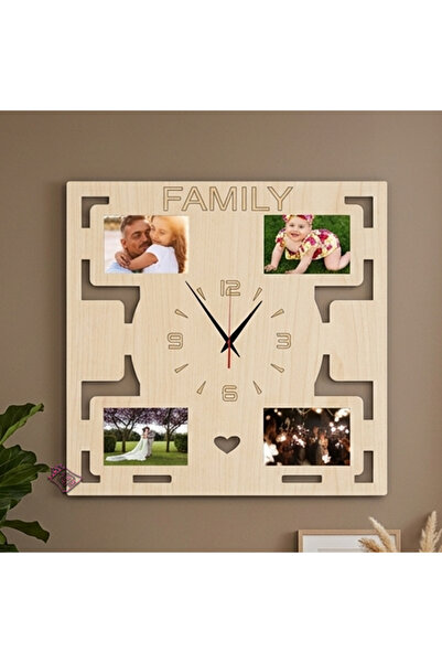 damoro Ceas de perete, 4 poze, FAMILY,Lemn