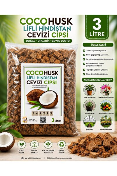NEXVORİA 3 Litre Coco Husk Lifli Hindistan Cevizi Cipsi Doğal Bitki Substratı...