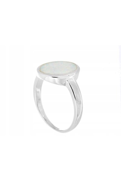 NO BRAND Inel din argint rodiat, mărimea 20, cu opal de 13mm, cadou