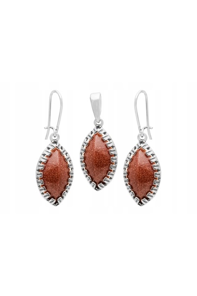 NO BRAND Set de argint cercei+pendant Nisip de deșert!