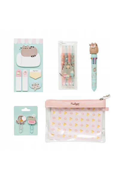 NO BRAND Penar 3D Pusheen, 4 evidențiatoare, 2 agrafe de hârtie, grozav!