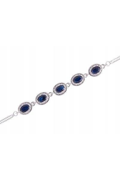 NO BRAND Brățară de argint placată cu rodiu, cu safir natural, cadou