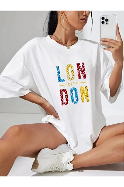 yombaa Μπλουζάκι Unisex London City με στάμπα Oversize