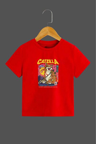 H&GHAMLEGİYİM تي شيرت للأطفال مطبوع عليه Catzilla للجنسين