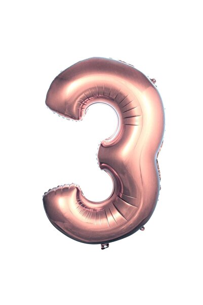 Parti Dükkanı 40 Inch 100 cm Rose Gold 3 Number Foil Balloon Helium Compatibl...