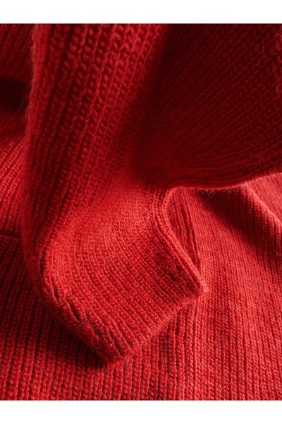 NO BRAND Pulover cu decolteu pătrat, clasic, tricotat, scurt, roșu, mărimea S