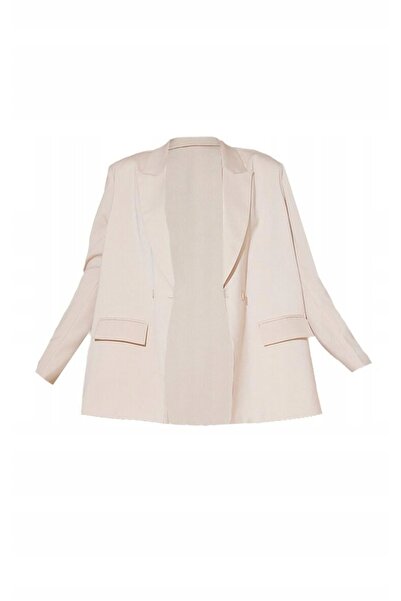NO BRAND Prettylittlething Sacou Bej Cu Două Rânduri de Nasturi Oversize 38