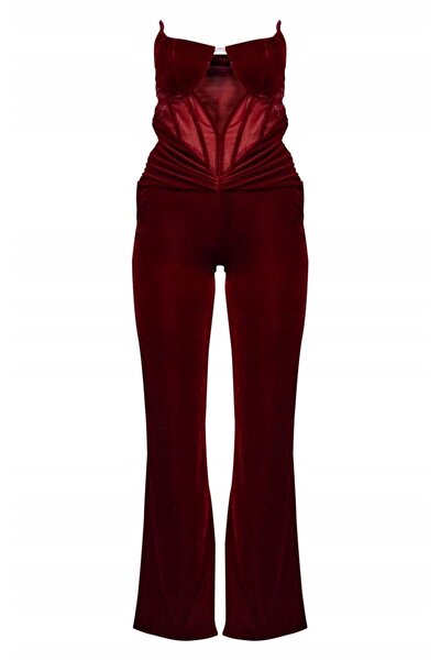 NO BRAND Salopetă lungă și lejeră din velur, cu partea de sus tip corset, PRE...