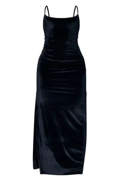 NO BRAND Prettylittlething Rochie Maxi Neagră Clasică Dreaptă cu Bretele 40