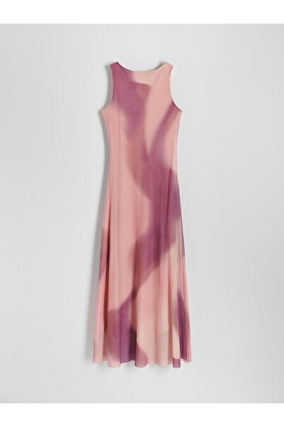 NO BRAND Rochie maxi clasică, fără mâneci, ombre, croială în A, din plasă, mă...