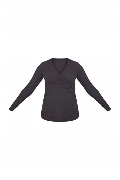 NO BRAND Prettylittlething Pulover de maternitate negru, tricotat cu torsade,...