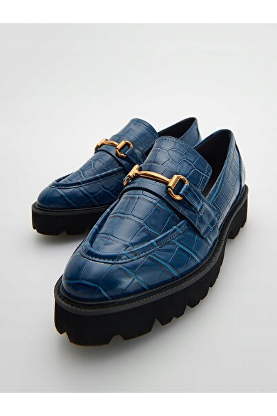NO BRAND Mocassini albastri cu platformă groasă, tip slip-on, din piele ecolo...