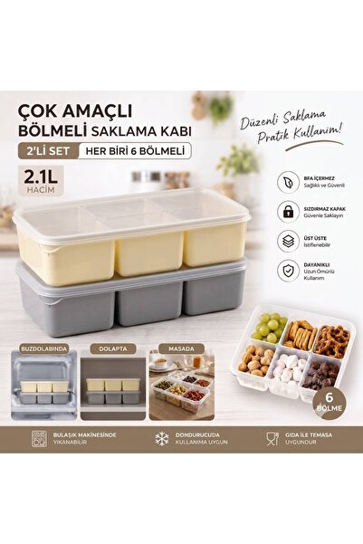 Tasarım Evi حاوية تخزين متعددة الأغراض مكونة من قسمين (مع غطاء مانع للتسرب، 2...