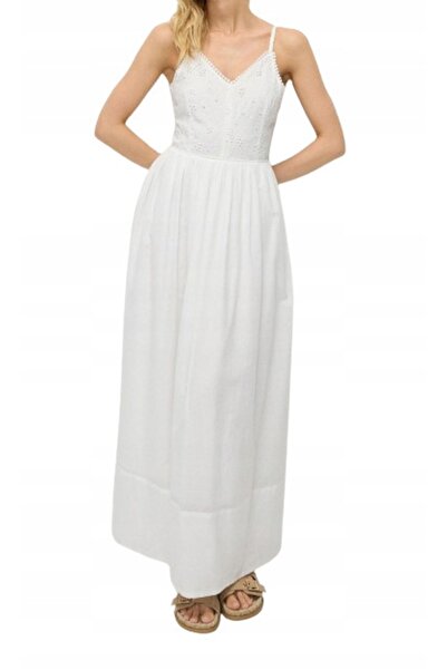 NO BRAND Rochie maxi albă, cu bretele și decupaje, Classic Reserve XL
