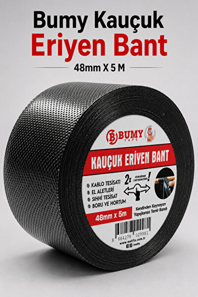 BUMY Kauçuk Eriyen Bant 48 mm x 5 Metre Kendinden Kaynayan İzolasyon Bandı Su...