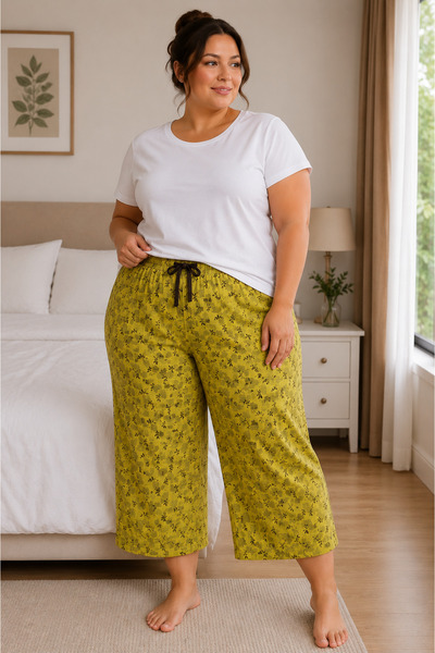 Lady Queen Lycra Ring Viscose King Size Capri Pajama Bottoms 6021