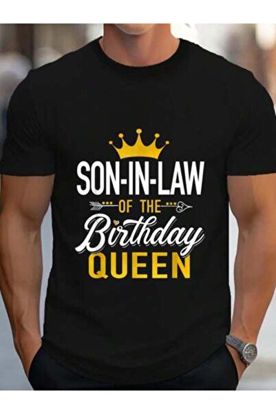 Astogria13 قميص 100% قطن عليه طباعة Son-In-Law Of The Birthday Queen، تي شيرت...
