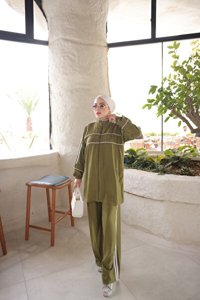 MİMİ Luxury Wear طقم ملابس رياضية أنيقة للنساء مع سحاب وطقم علوي سفلي