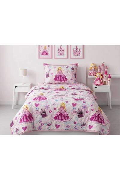 carwen home tekstil طقم غطاء سرير مبطن بنمط الأميرة لشخص واحد (مع وسائد)