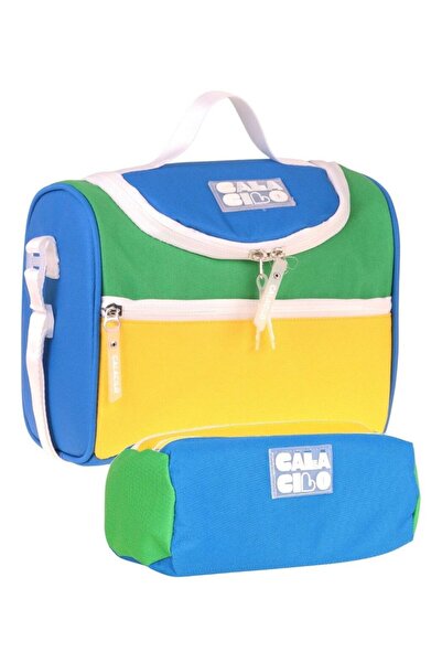 CalaCilo Twins Blue Green Colored Boy's Blue - Green Color Lunchbox and Pen H...