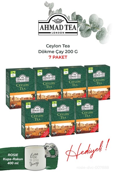 Ahmad Tea Ceylon Tea 200 g Bulk Tea 7 Packs and Raccoon Mug