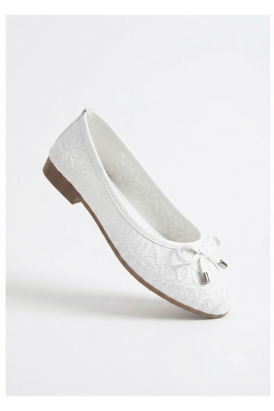 Zerenyus Jnues White Genuine Leather Orthopedic Ballerinas