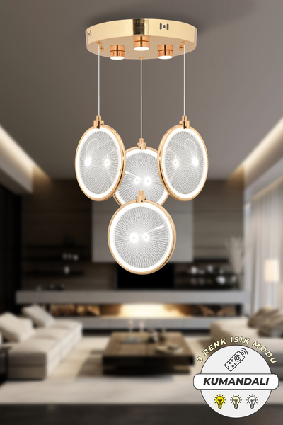Capella Aydınlatma Kumandalı 4lü Galaksi 3 Renk Işık Özellikli Dimerli Gold K...