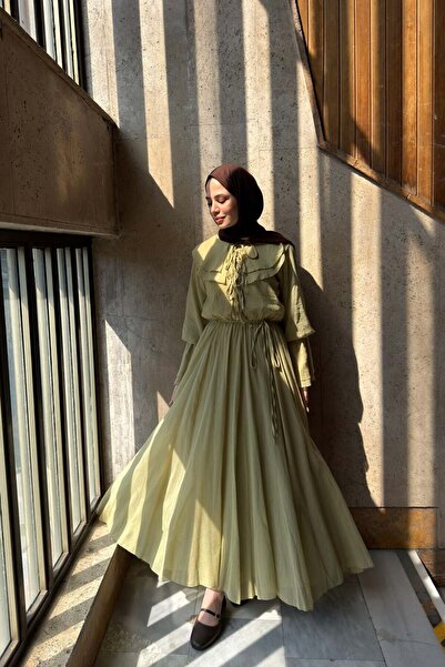 Faya Boutique Yeşil Volanlı Lune Elbise