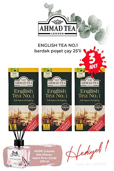 Ahmad Tea Cups of Tea Bags 25-Pack English Tea No.1/3 Package and Room Fragrance