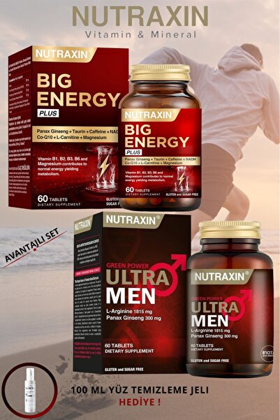 Nutraxin Ultra Men 60 Tablet + Big Energy Plus 60 Tablet + 100 Ml Yüz Yıkama ...