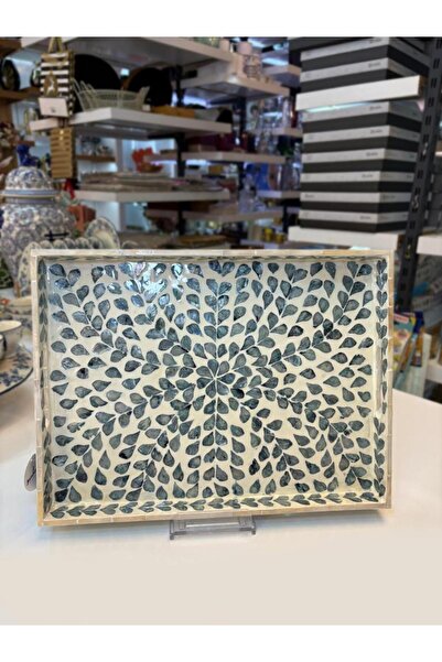 Sever MAVİ SEDEFLİ DİKDÖRTGEN TEPSİ 40X30CM