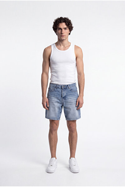 Machinist Men's Boyfriend Washed Jean Shorts Blue