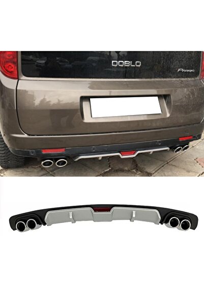 HasAkman Fiat Doblo Gri Difüzör 4 Krom Egzoz Görünümlü Difizör Arka Ek Body K...