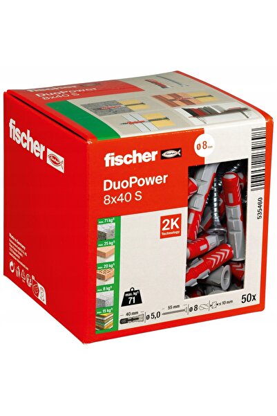 Fischer Dibluri DUOPOWER 8X40 S CU ȘURUB 50 BUC.
