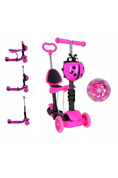 Slamm Scooters Trotinetă cu 3 roți BALANCE BEE DRAGONFLY 5 în 1 LED ROZ